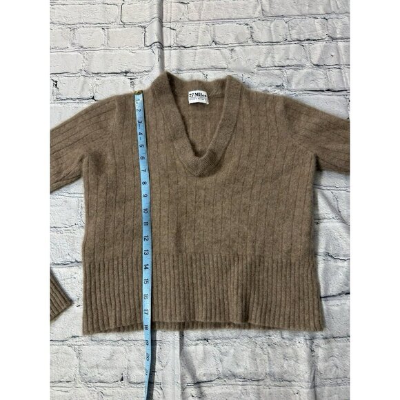 27 Miles Antropology 100% Cashmere Long Sleeve Brown Crop Sweater Size S - Picture 8 of 10